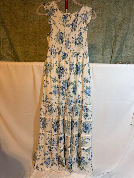 Altar'd State Dresses & Skirts - Altar'd State Blue and White Floral Smocked Maxi Dress